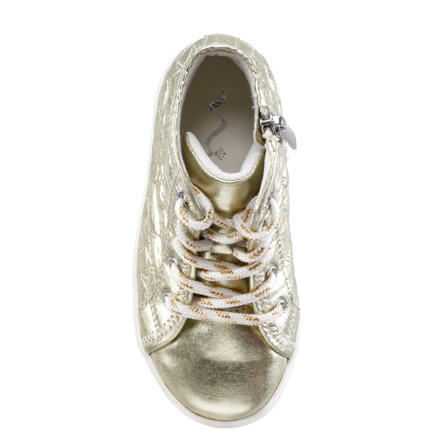 Nina Shoes Girls Emaline Platino Quilted heart Side Zip Hightop Sneakers