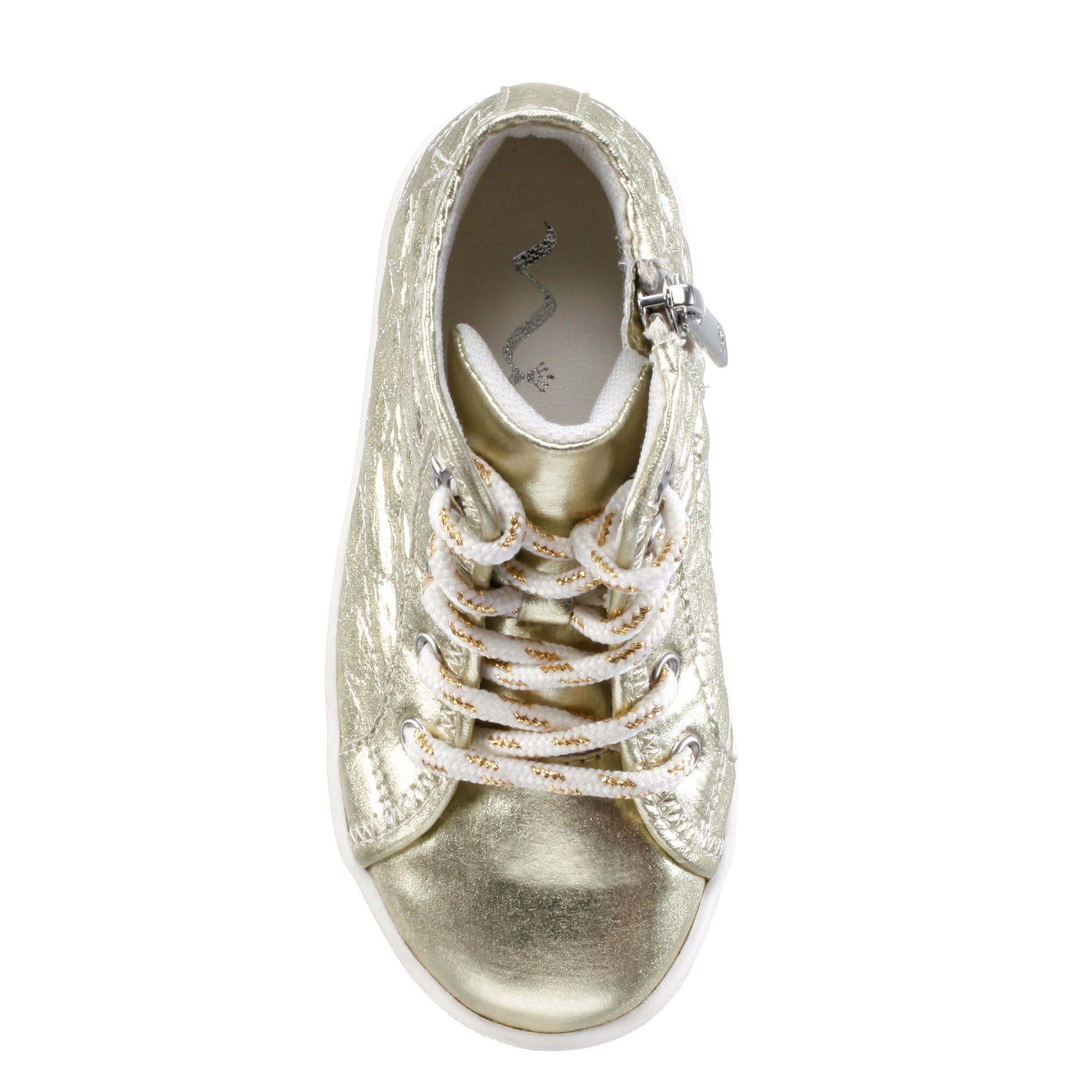 Nina Shoes Girls Emaline Platino Quilted heart Side Zip Hightop Sneakers