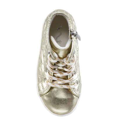 Nina Shoes Girls Emaline Platino Quilted heart Side Zip Hightop Sneakers