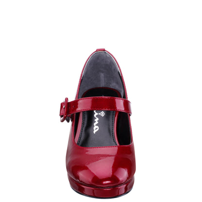 Nina Shoes Girls Catalina Red Patent Adjustable Buckle Dress Shoes