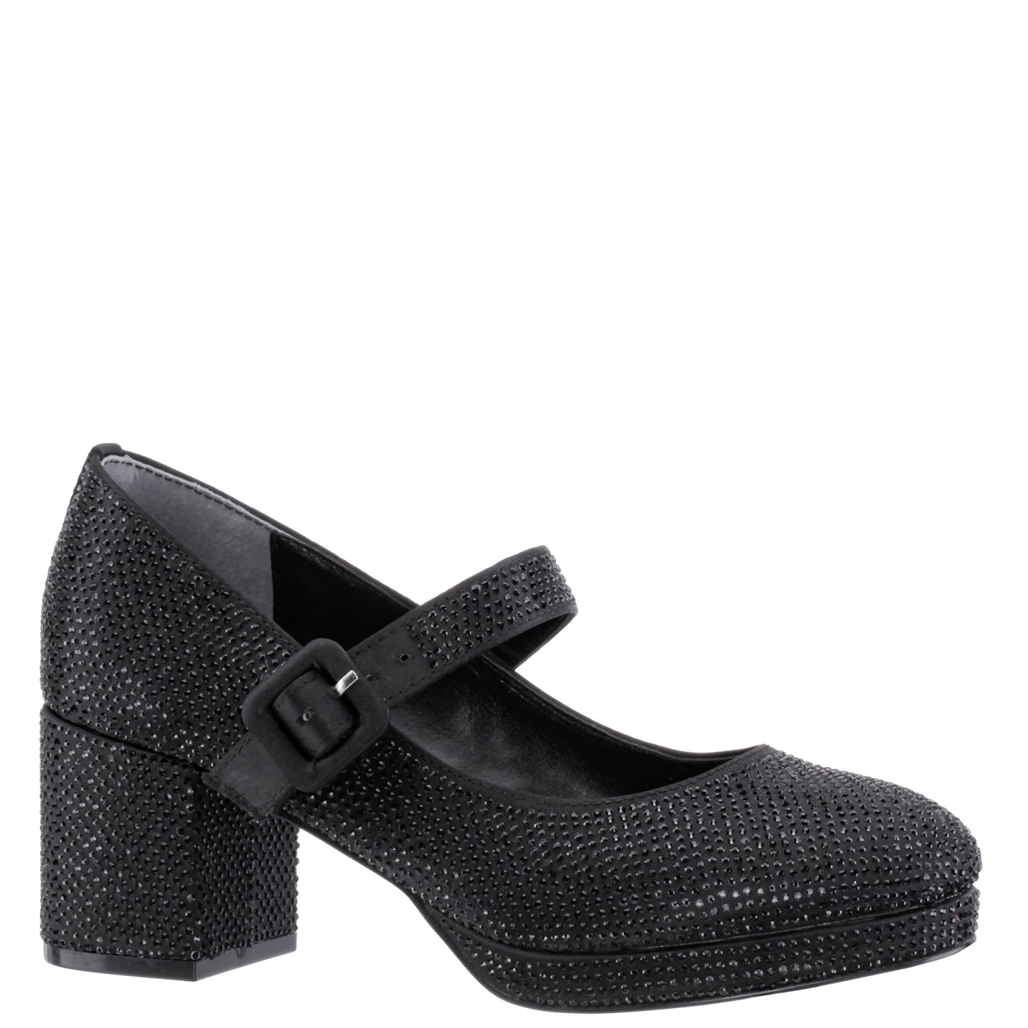 Nina Shoes Girls Catalina2 Black Stone Adjustable Buckle Dress Shoe