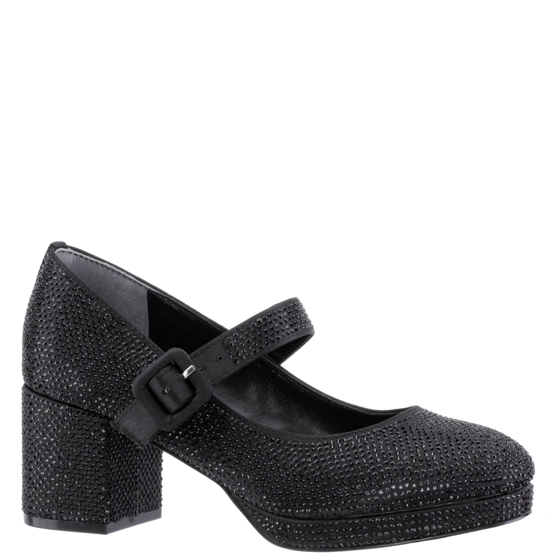 Nina Shoes Girls Catalina2 Black Stone Adjustable Buckle Dress Shoe