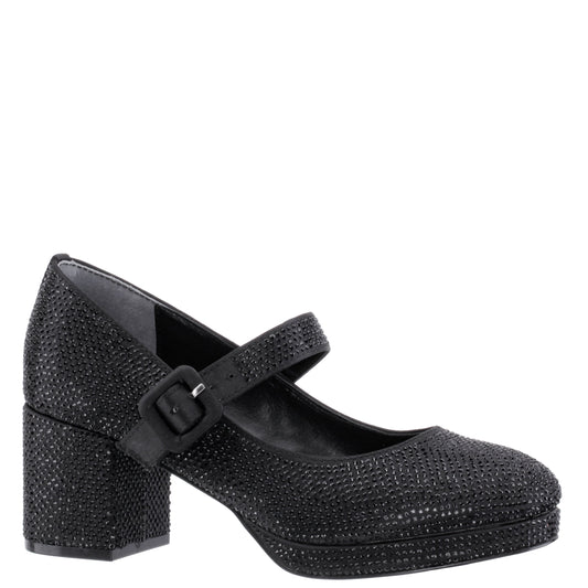 Nina Shoes Girls Catalina2 Black Stone Adjustable Buckle Dress Shoe
