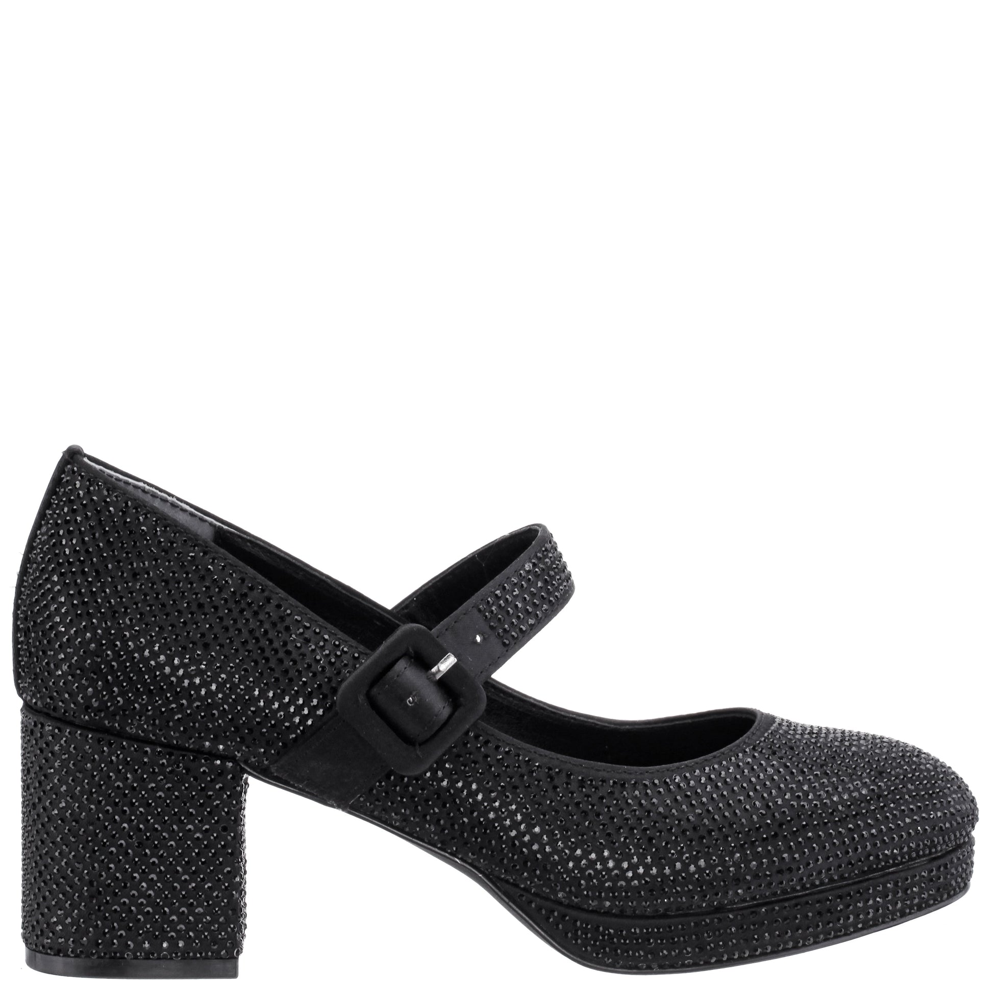 Nina Shoes Girls Catalina2 Black Stone Adjustable Buckle Dress Shoe