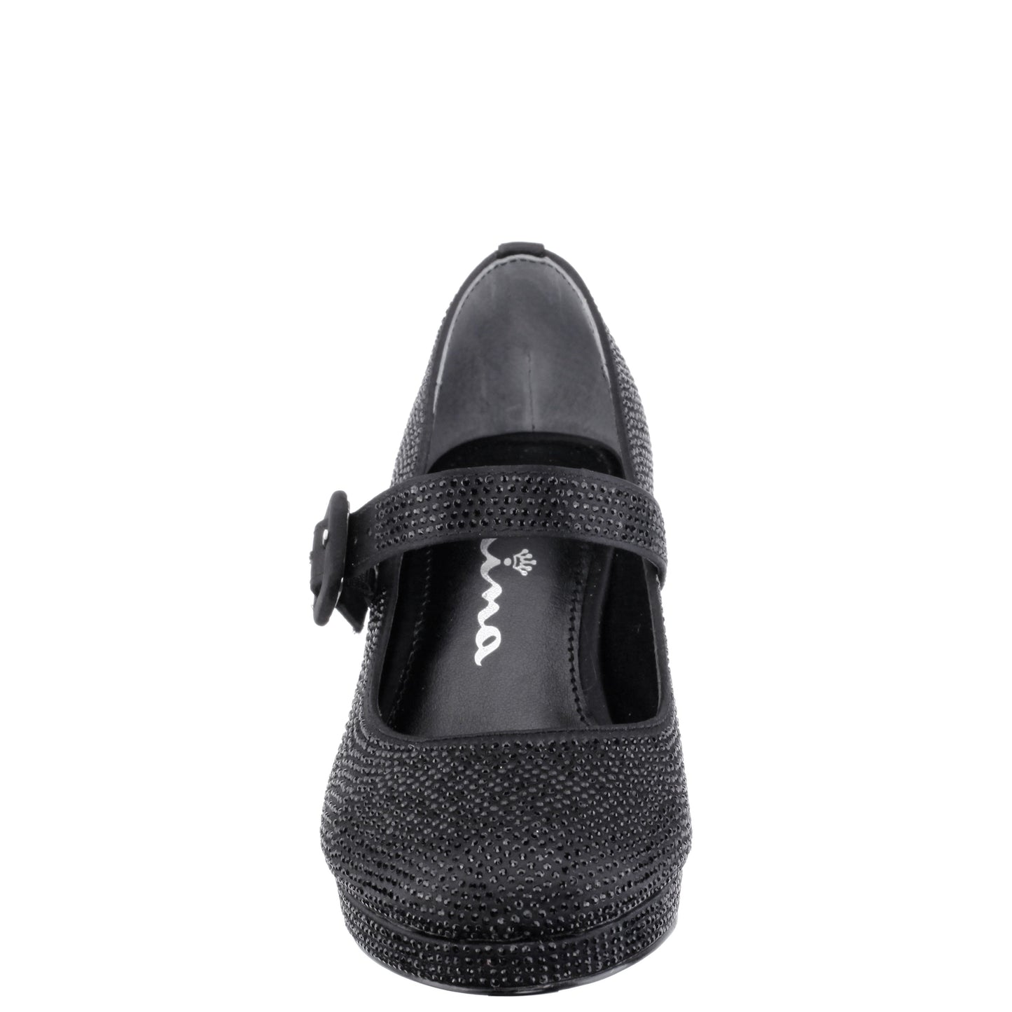 Nina Shoes Girls Catalina2 Black Stone Adjustable Buckle Dress Shoe