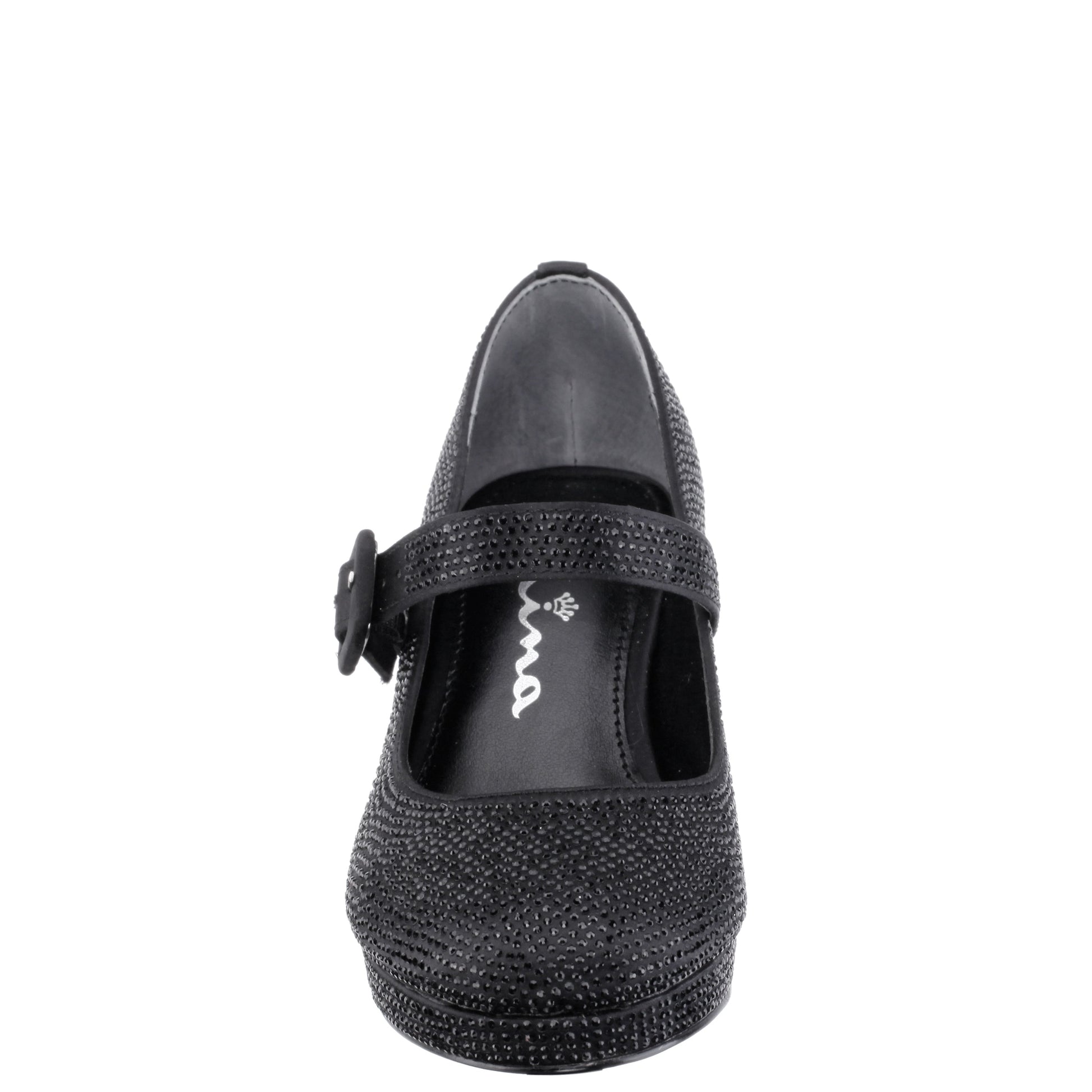 Nina Shoes Girls Catalina2 Black Stone Adjustable Buckle Dress Shoe