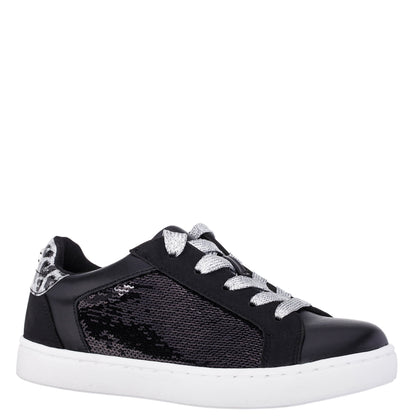 Nina Shoes Girls Waleska Black Sequin Low Top Sneakers