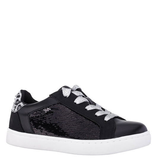 Nina Shoes Girls Waleska Black Sequin Low Top Sneakers