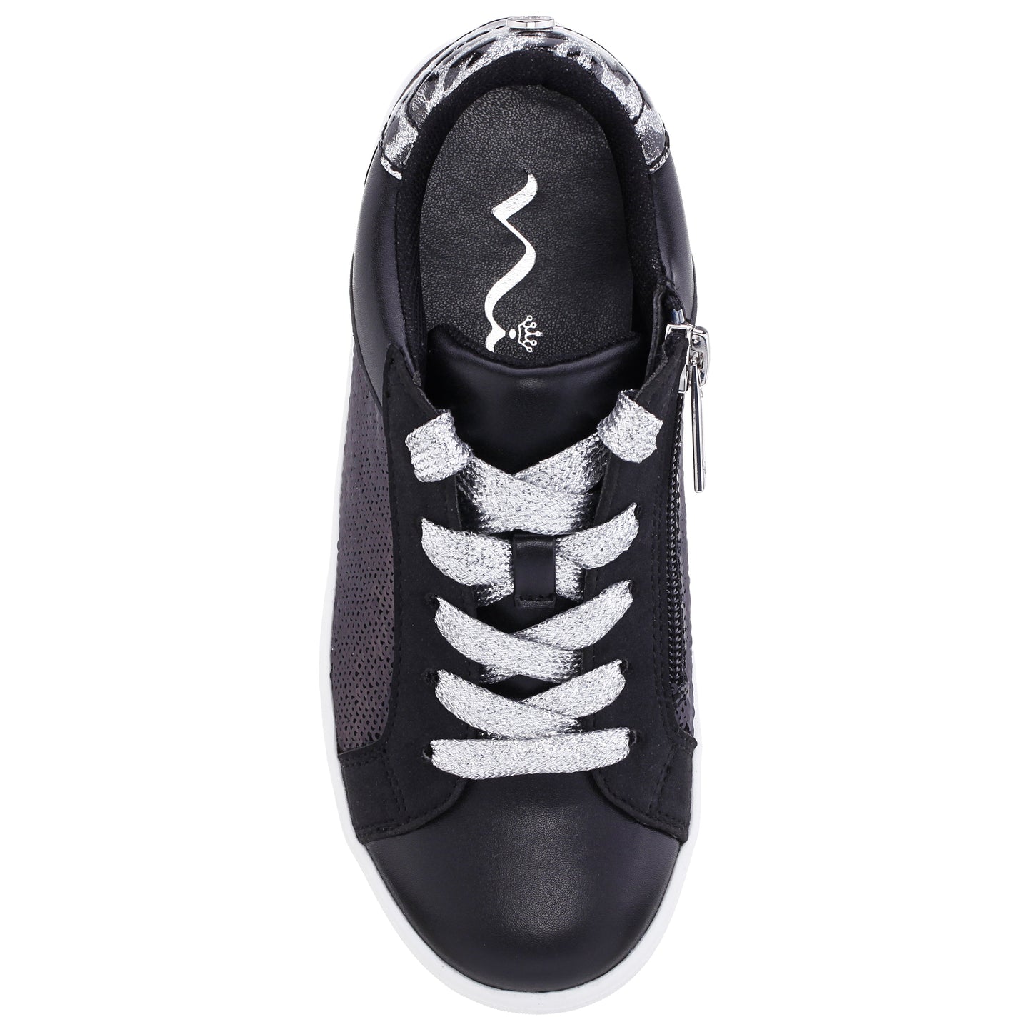Nina Shoes Girls Waleska Black Sequin Low Top Sneakers