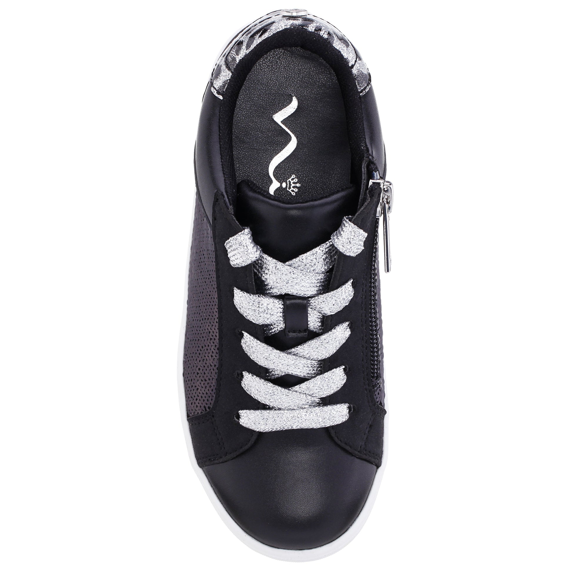 Nina Shoes Girls Waleska Black Sequin Low Top Sneakers