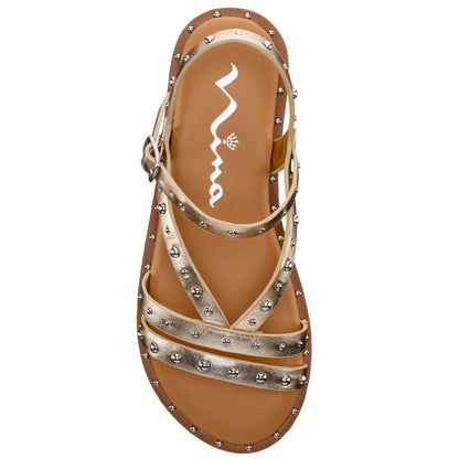 Nina Shoes Girls Larsa Gold Studded Sandals