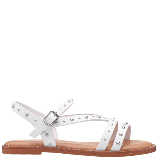 Nina Shoes Girls Larsa White Studded Sandals