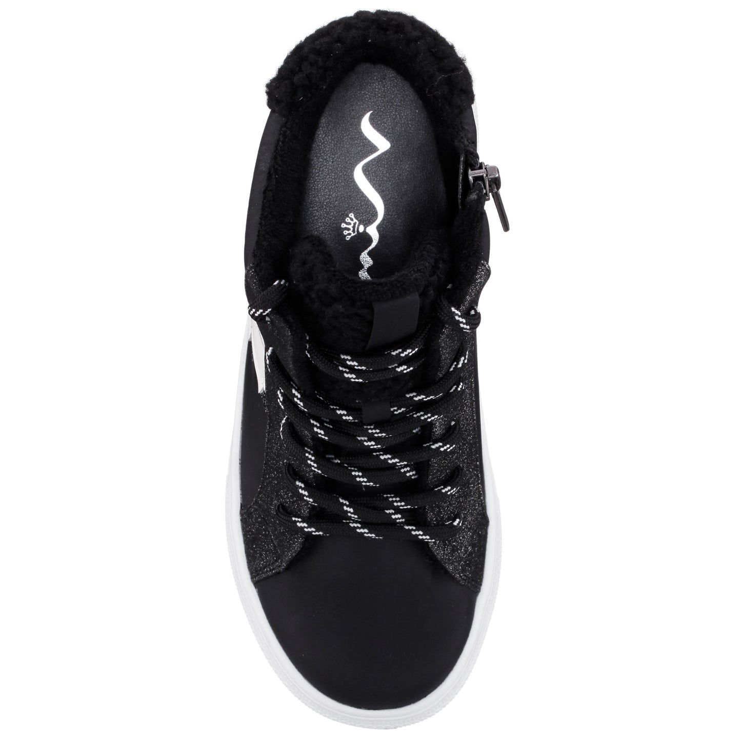 Nina Shoes Girls Tricia Black Inside Zip High Top Sneakers