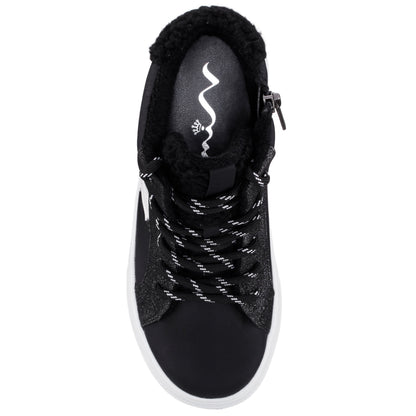 Nina Shoes Girls Tricia Black Inside Zip High Top Sneakers