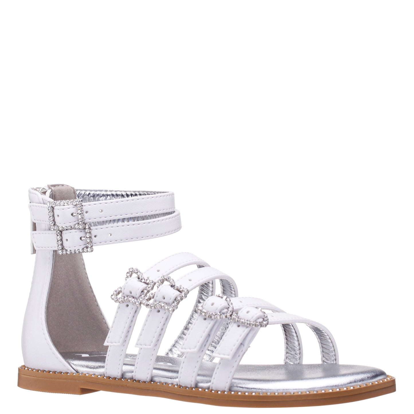Nina Shoes Girls Brie White Back Zip Sandals
