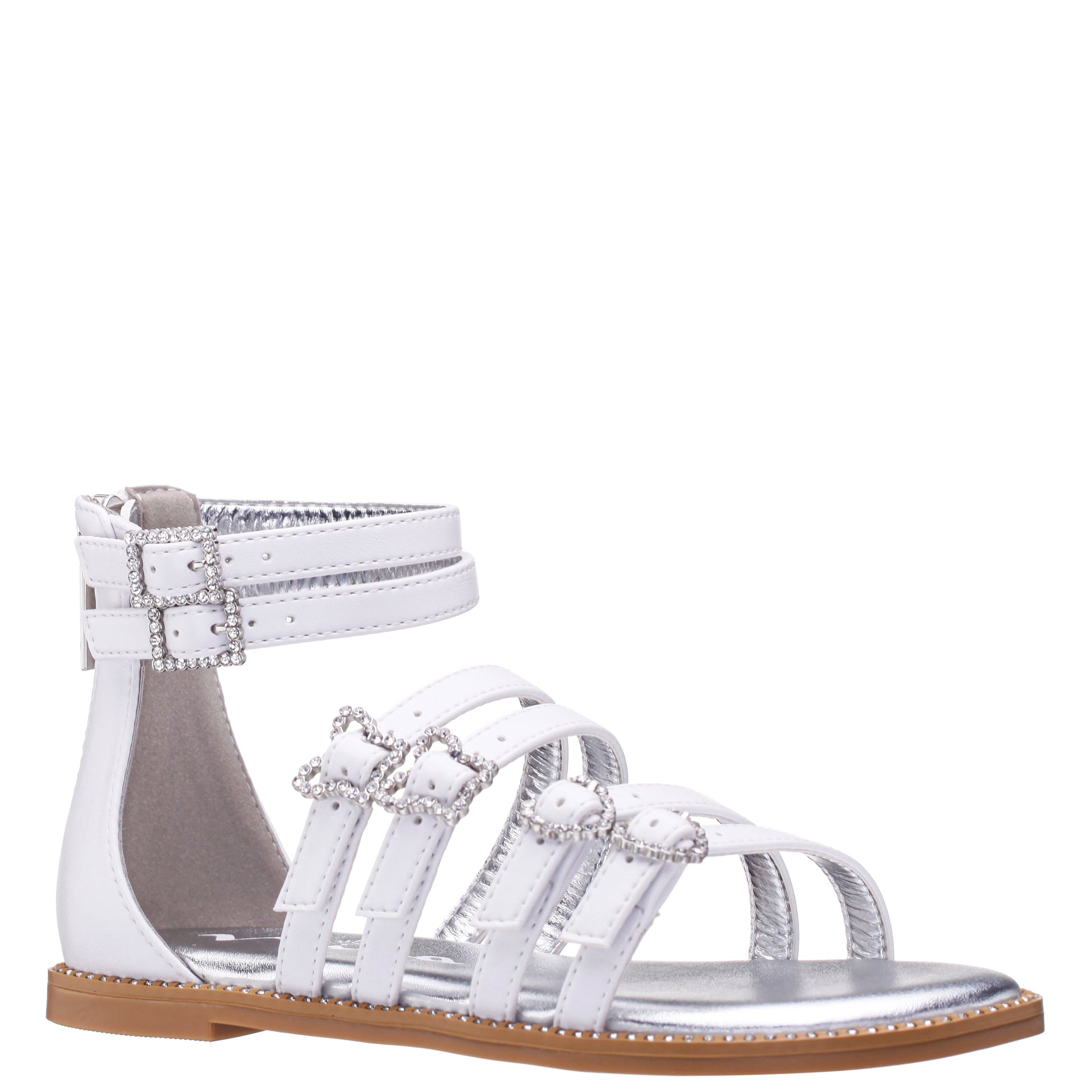 Nina Shoes Girls Brie White Back Zip Sandals