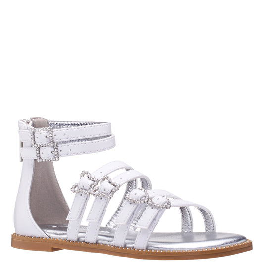 Nina Shoes Girls Brie White Back Zip Sandals