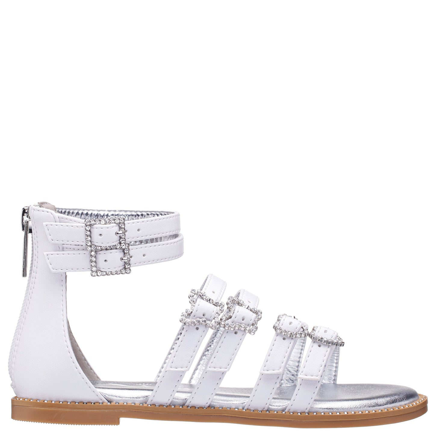 Nina Shoes Girls Brie White Back Zip Sandals
