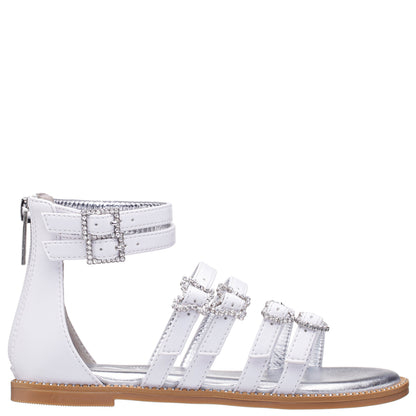 Nina Shoes Girls Brie White Back Zip Sandals
