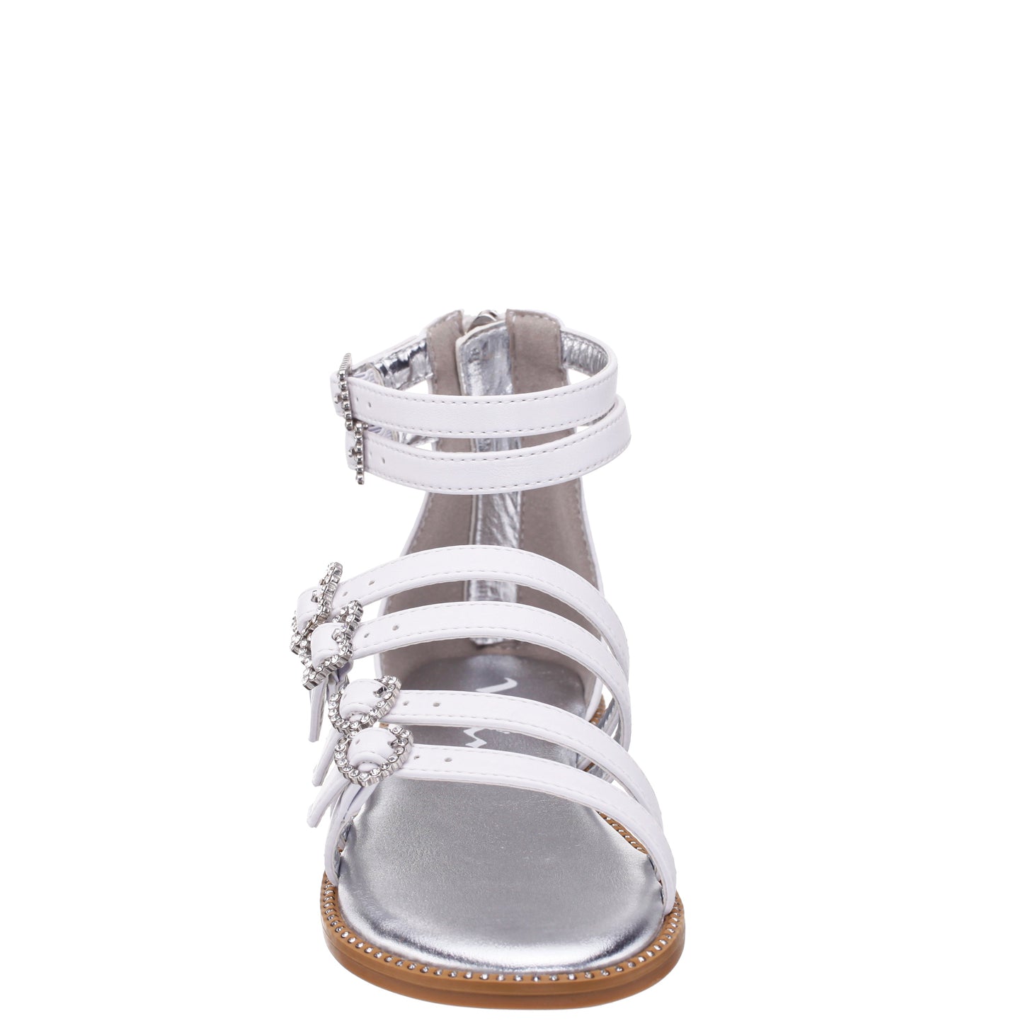 Nina Shoes Girls Brie White Back Zip Sandals