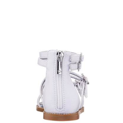 Nina Shoes Girls Brie White Back Zip Sandals