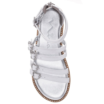 Nina Shoes Girls Brie White Back Zip Sandals