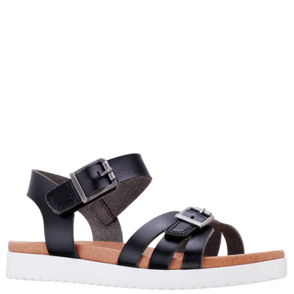 Nina Shoes Girls Lacey Black ADJUSTABLE STRAP SANDALS