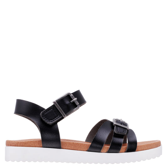 Nina Shoes Girls Lacey Black ADJUSTABLE STRAP SANDALS