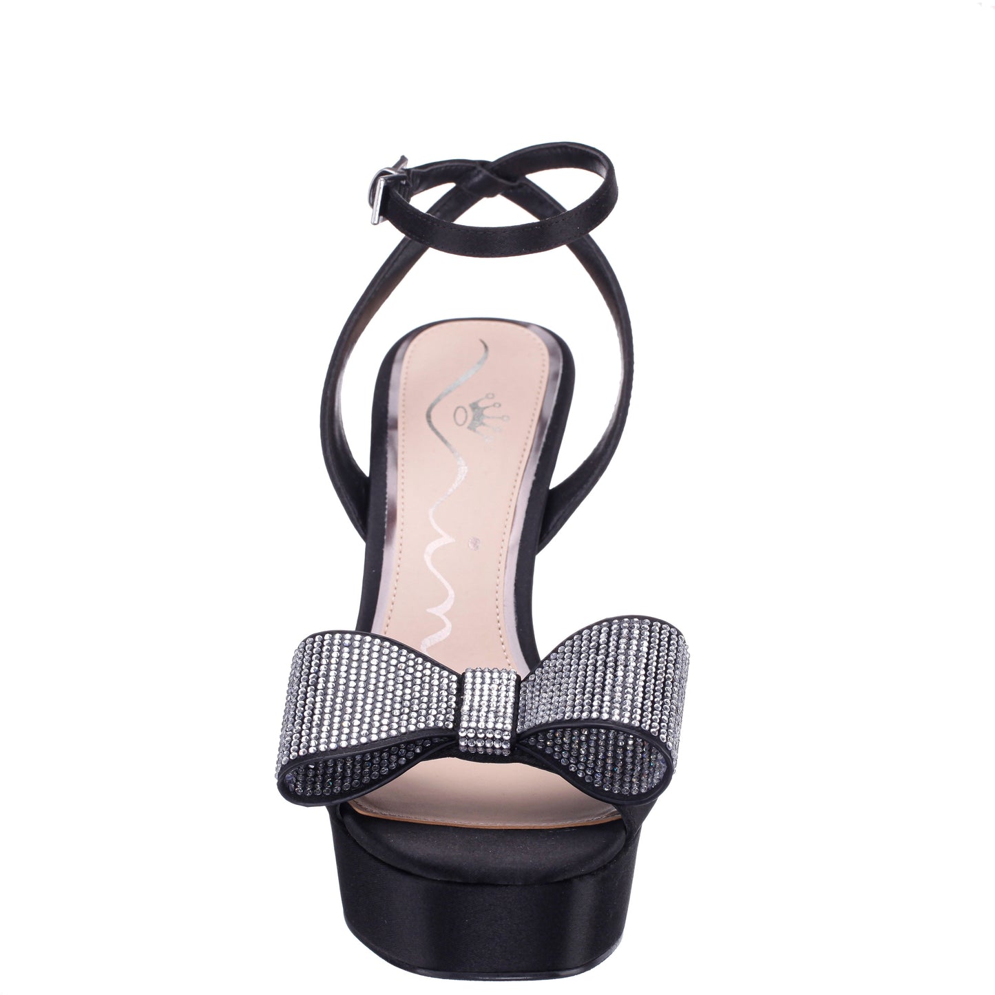 Nina Shoes Agusta Black Satin Bow Ultra High Platform Sandals