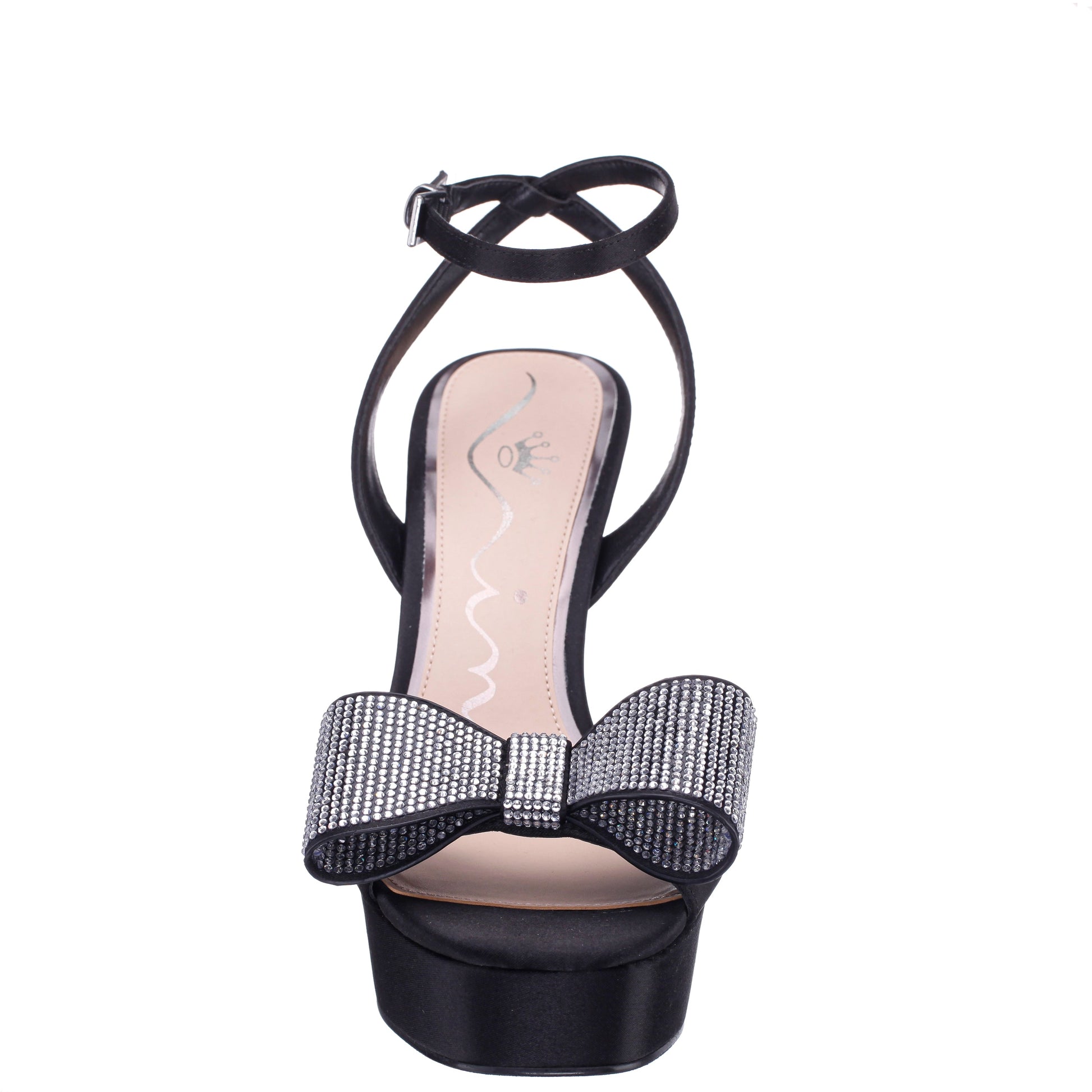 Nina Shoes Agusta Black Satin Bow Ultra High Platform Sandals