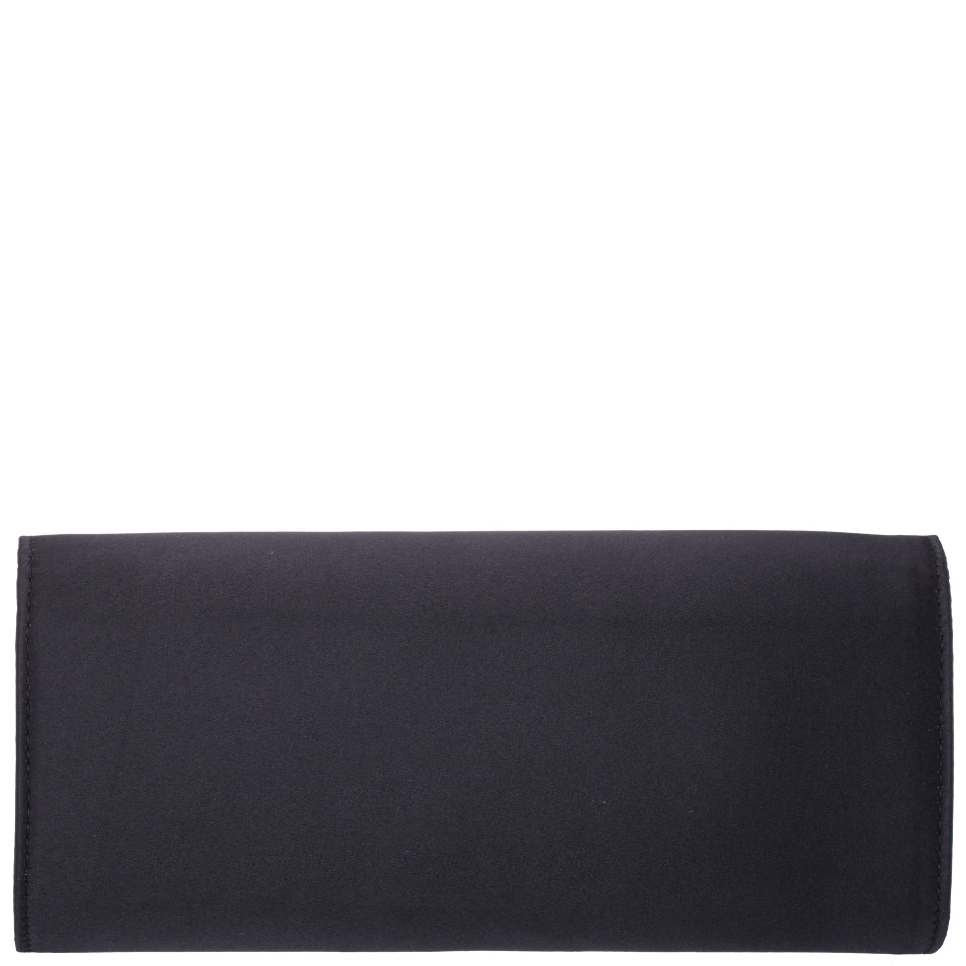 Nina Shoes Twila Black Satin/Glass Crystal Envelope Clutch