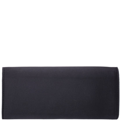 Nina Shoes Twila Black Satin/Glass Crystal Envelope Clutch