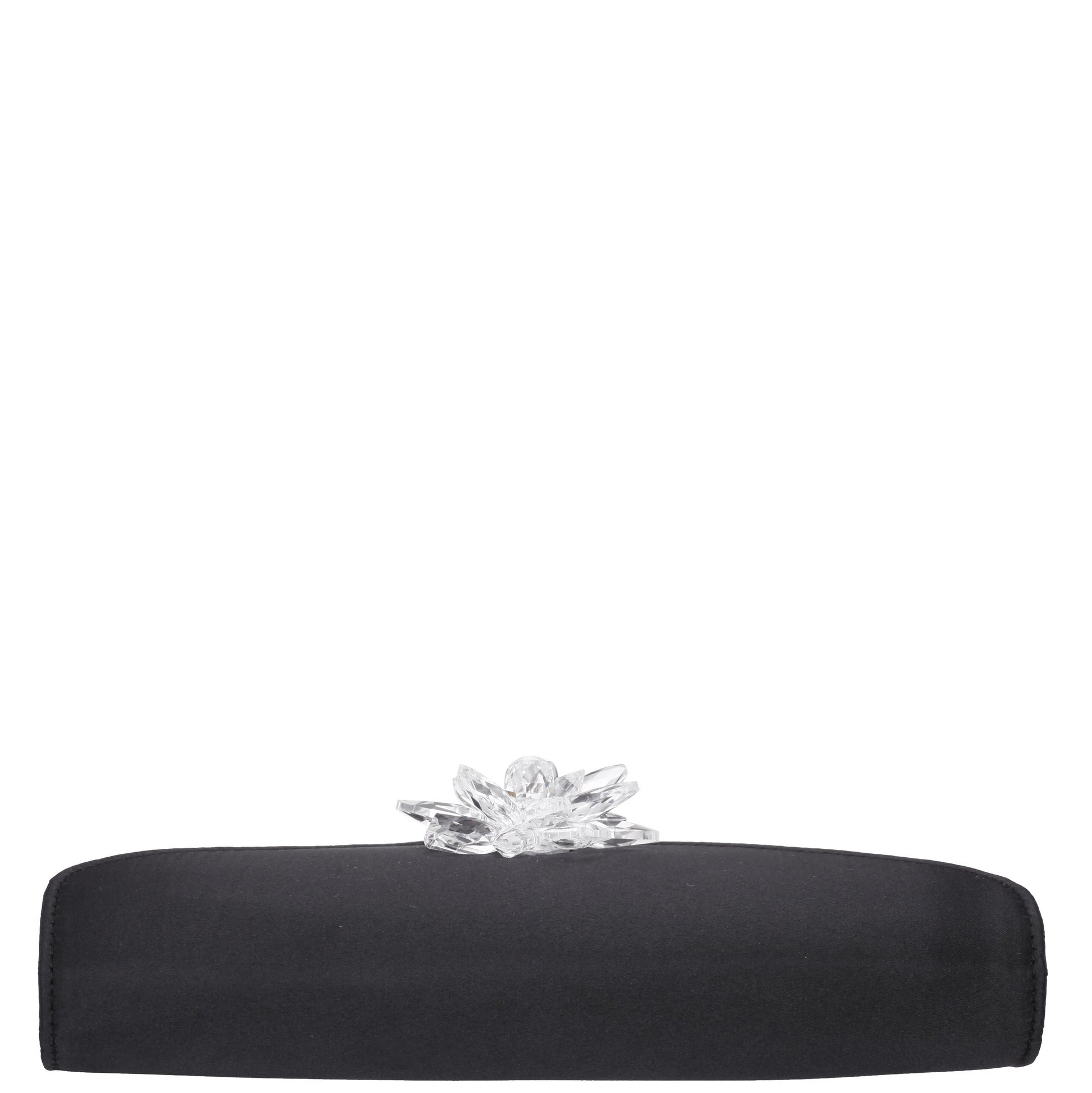 Nina Shoes Twila Black Satin/Glass Crystal Envelope Clutch