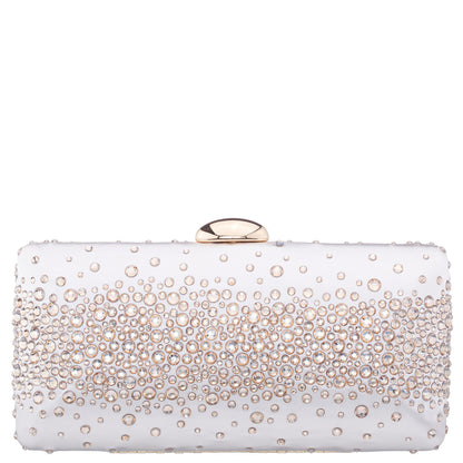 Nina Shoes Purity Beige Satin/Glass Crystal Minaudiere