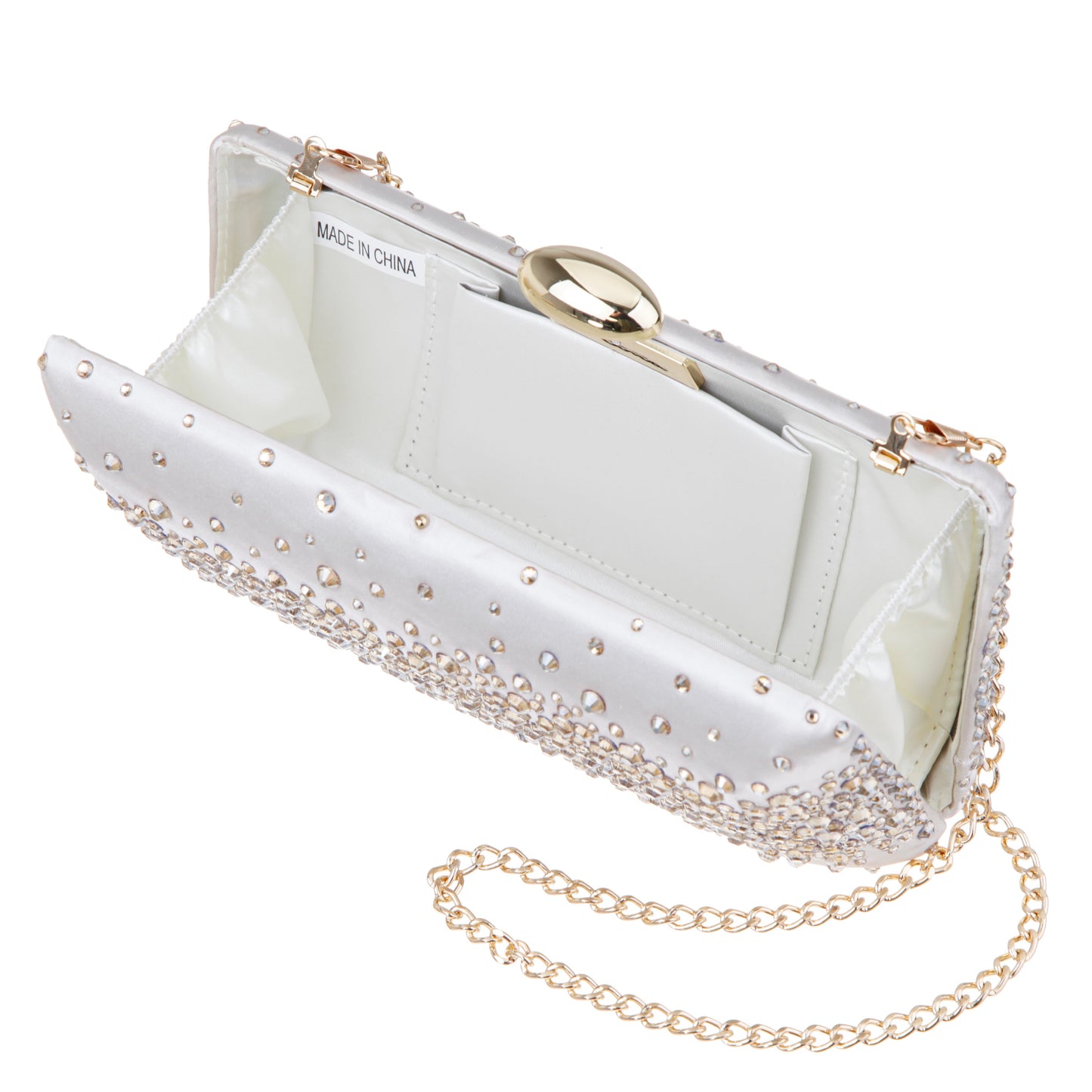 Nina Shoes Purity Beige Satin/Glass Crystal Minaudiere
