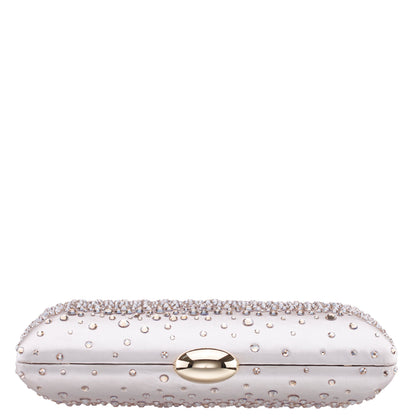 Nina Shoes Purity Beige Satin/Glass Crystal Minaudiere