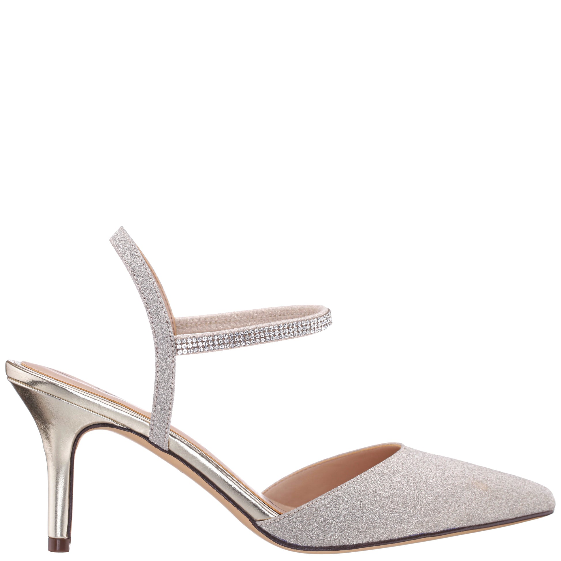 Nina Shoes Taisha Gold Sling Back Mid-Heel Dress Shoes