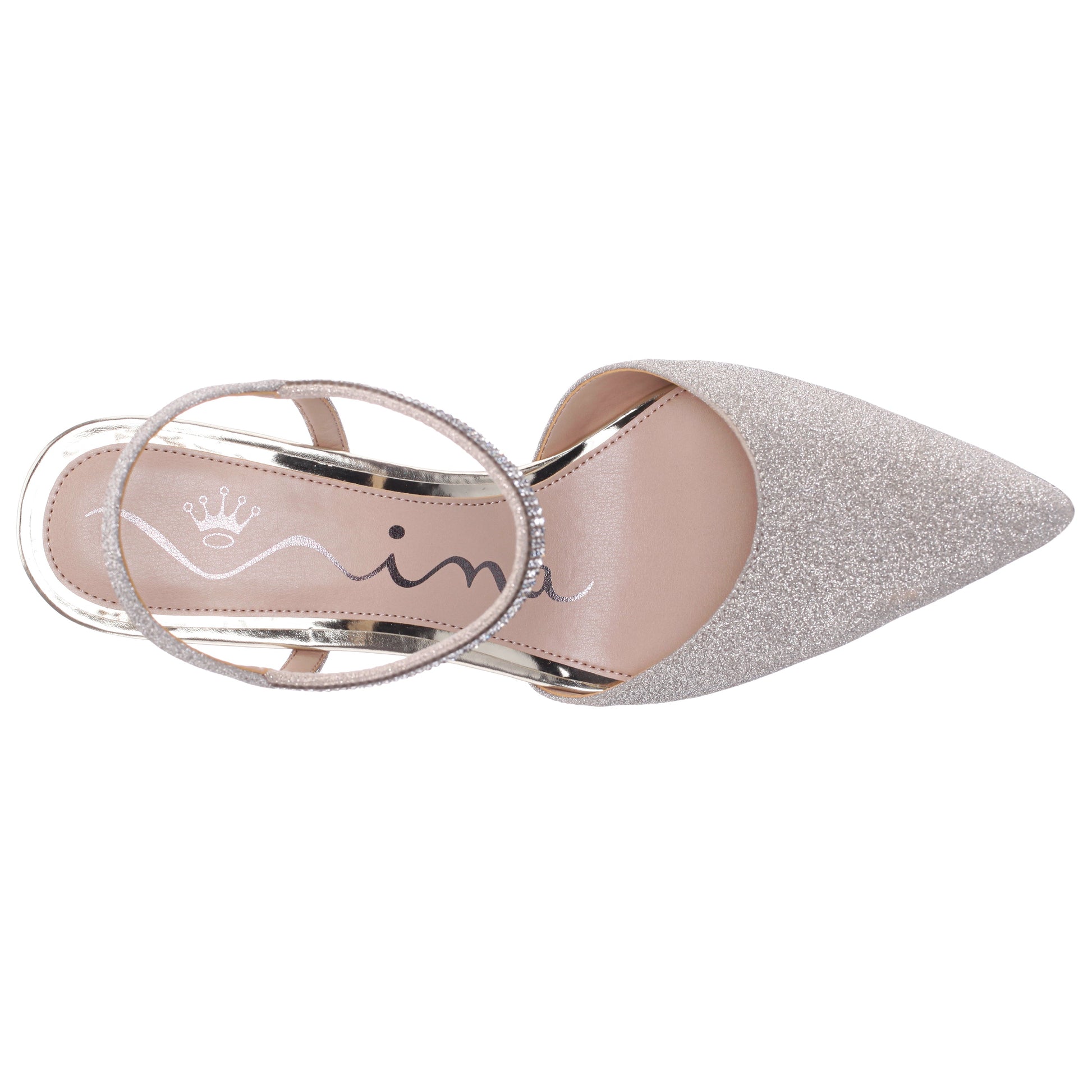 Nina Shoes Taisha Gold Sling Back Mid-Heel Dress Shoes