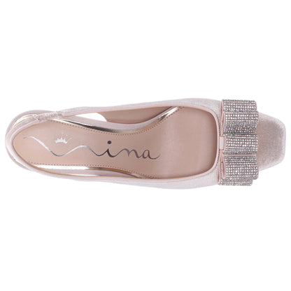 Nina Shoes Jolanda Beige Slip On Mid-Heel Dress Shoes