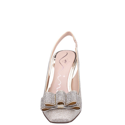 Nina Shoes Jolanda Gold Slip On Mid-Heel Dress Shoes