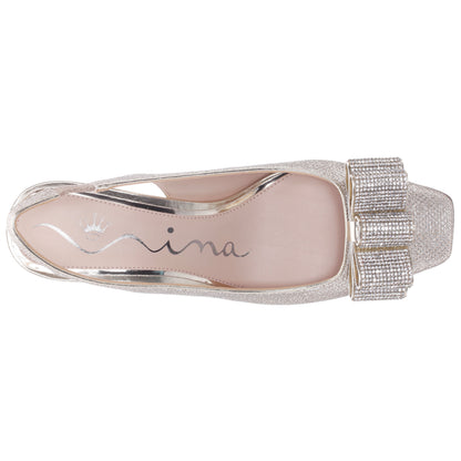 Nina Shoes Jolanda Gold Slip On Mid-Heel Dress Shoes