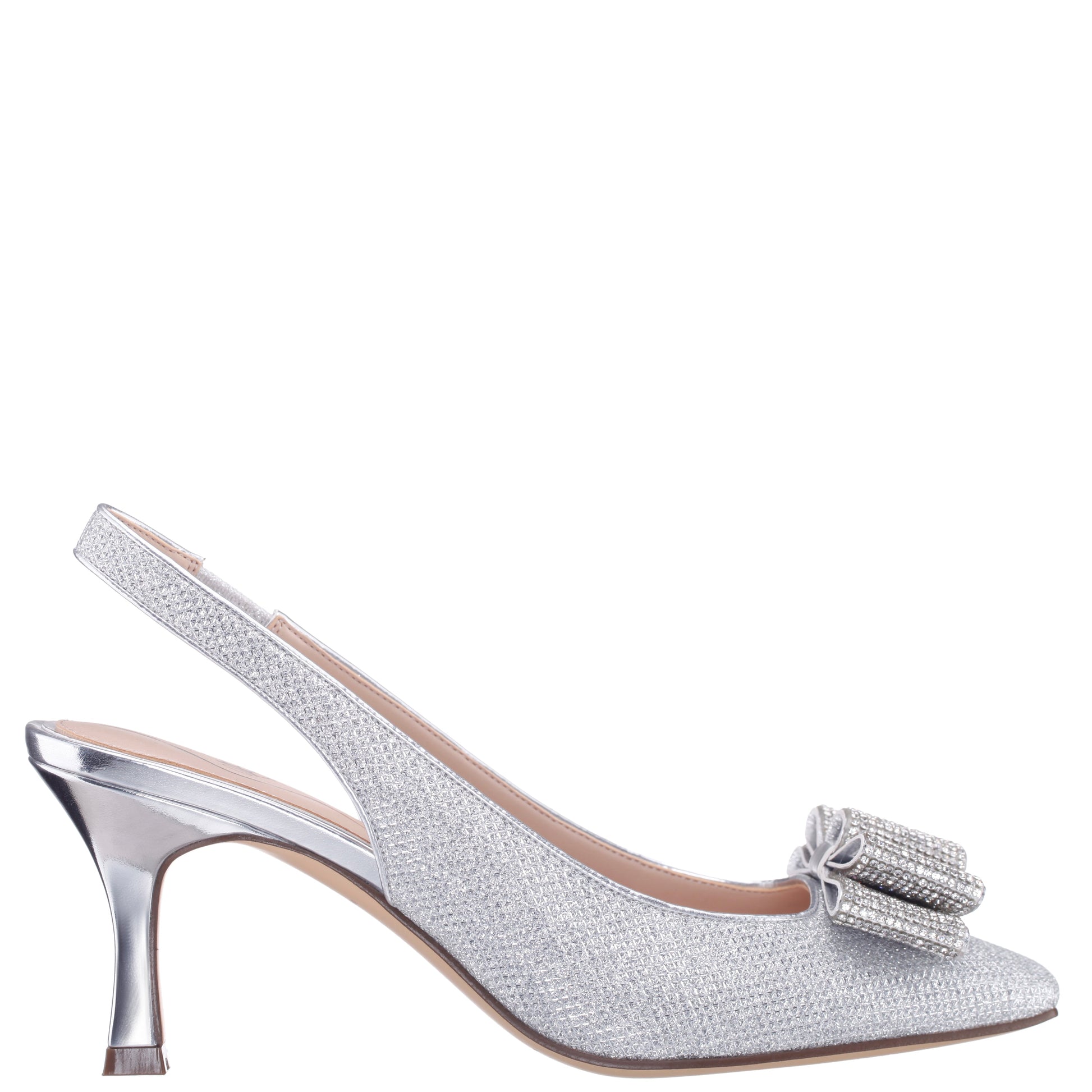 Nina Shoes Jolanda Silver Slip On Mid-Heel Dress Shoes