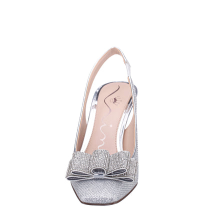 Nina Shoes Jolanda Silver Slip On Mid-Heel Dress Shoes