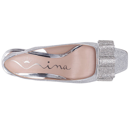 Nina Shoes Jolanda Silver Slip On Mid-Heel Dress Shoes
