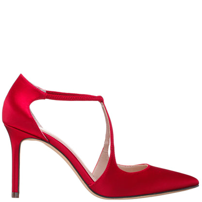 Nina Shoes Netta Red Satin High-Heel Pumps