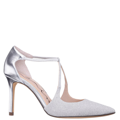 Nina Shoes Netta Silver Vinyl Glitter and Foil High-Heel Pumps