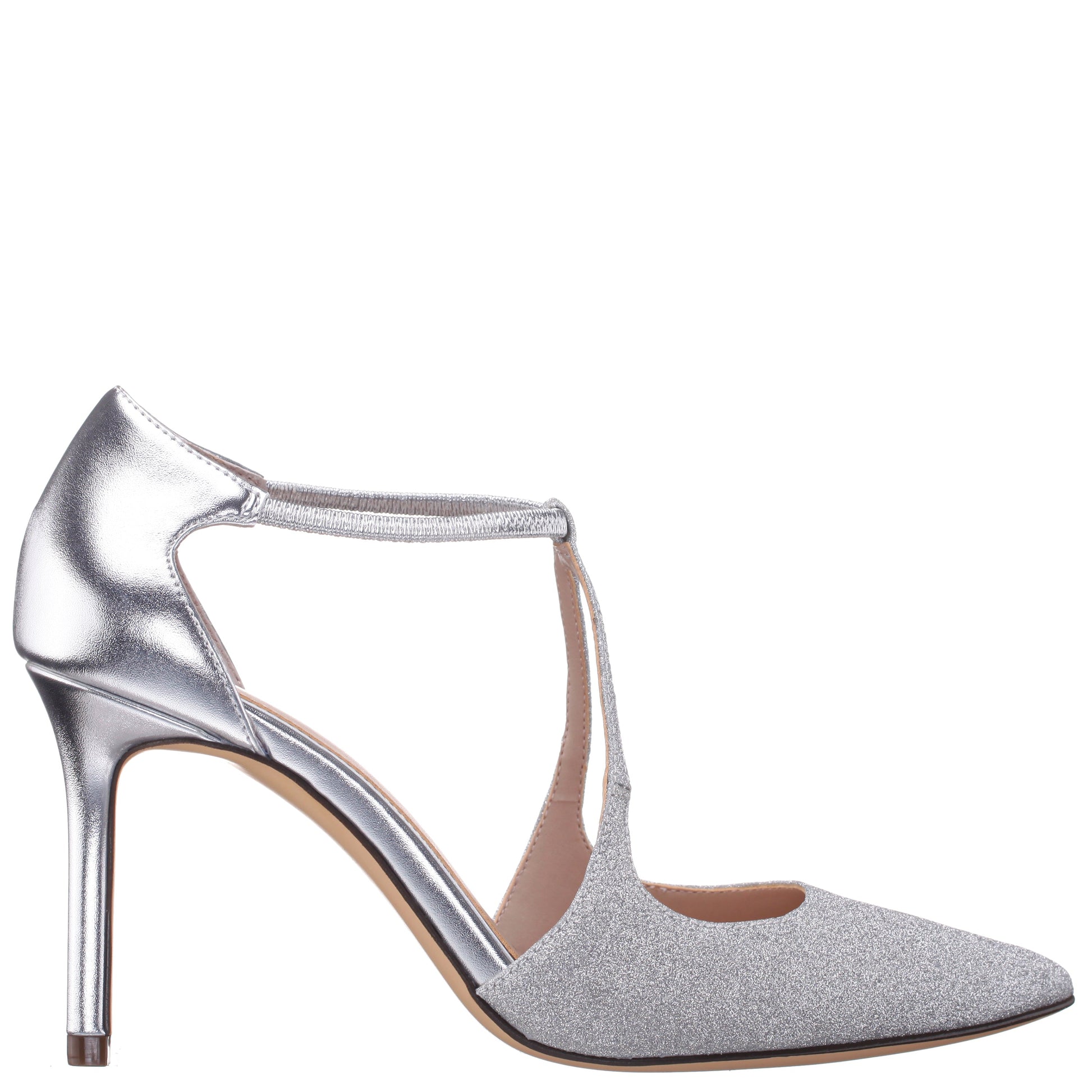 Nina Shoes Netta Silver Vinyl Glitter and Foil High-Heel Pumps