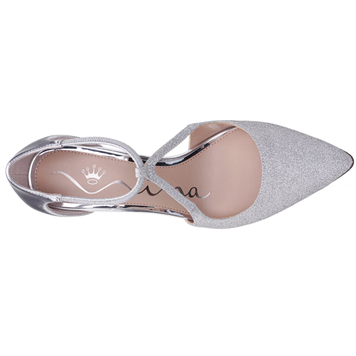 Nina Shoes Netta Silver Vinyl Glitter and Foil High-Heel Pumps