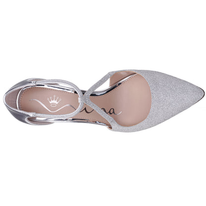 Nina Shoes Netta Silver Vinyl Glitter and Foil High-Heel Pumps