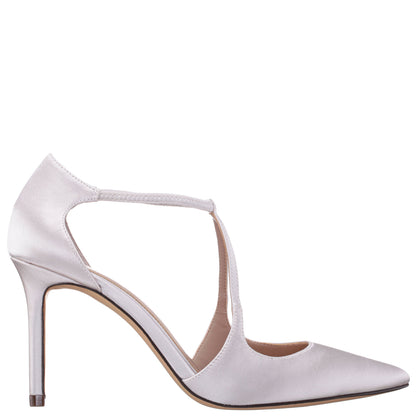Nina Shoes Netta White Satin High-Heel Pumps